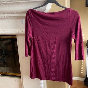 Boat neck elbow length sleeve top sz L